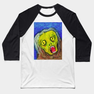 Hand drawn of a Halloween ghoul ghost screaming and terrified by fear. Baseball T-Shirt